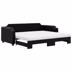 vidaXL Divano Letto Estraibile con Materassi Nero 90x200 cm in Tessuto - Vista aggiuntiva 2