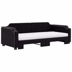 vidaXL Divano Letto Estraibile con Materassi Nero 90x200 cm in Tessuto - Vista aggiuntiva 3
