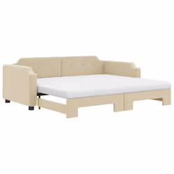 VidaXL 3197656, Divano letto, Crema, Schiuma, Metallo, Poliestere, Legno, 2230 mm, 1000 mm