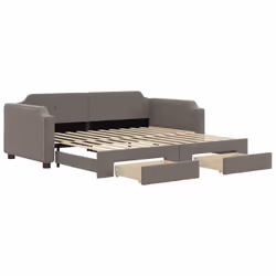 vidaXL Divano Letto Estraibile con Cassetti Tortora 80x200 cm Tessuto - Vista aggiuntiva 2