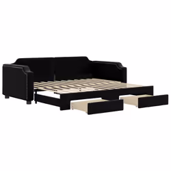Divano Letto Estraibile con Cassetti Nero 90x200 cm in Tessutocod mxl 82818 - Vista aggiuntiva 2