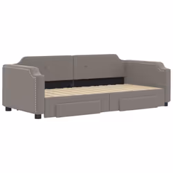 vidaXL Divano Letto Estraibile con Cassetti Tortora 100x200 cm Tessuto - Vista aggiuntiva 3