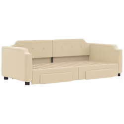 Divano Letto Estraibile con Cassetti Crema 100x200cm in Tessutocod mxl 82776 - Vista aggiuntiva 3