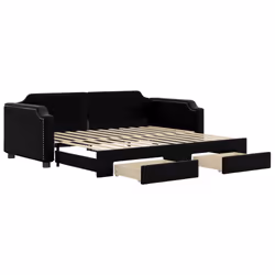 vidaXL Divano Letto Estraibile con Cassetti Nero 90x190 cm in Tessuto - Vista aggiuntiva 2