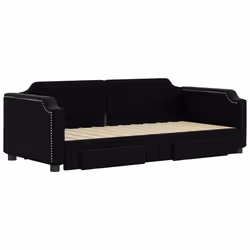 vidaXL Divano Letto Estraibile con Cassetti Nero 90x190 cm in Tessuto - Vista aggiuntiva 3