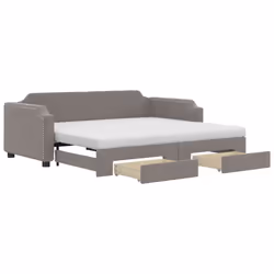 vidaXL Divano Letto Estraibile con Cassetti Tortora 80x200 cm Tessuto - Vista aggiuntiva 2
