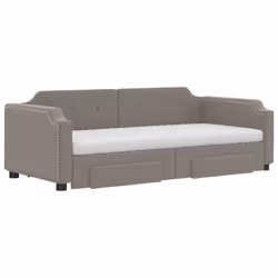 vidaXL Divano Letto Estraibile con Cassetti Tortora 80x200 cm Tessuto - Vista aggiuntiva 3