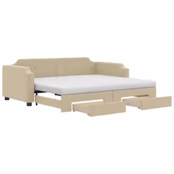 VidaXL 3197687, Divano letto, Crema, Schiuma, Tessuto, Metallo, Legno, 2230 mm, 900 mm