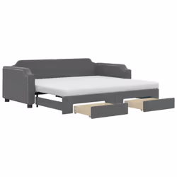 vidaXL Divano Letto Estraibile Cassetti Grigio Scuro 90x200cm Tessuto - Vista aggiuntiva 2