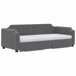 vidaXL Divano Letto Estraibile Cassetti Grigio Scuro 90x200cm Tessuto - Vista aggiuntiva 3