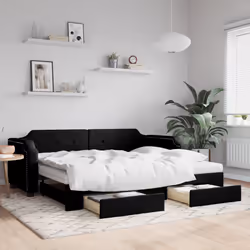 Divano Letto Estraibile con Cassetti Nero 90x200 cm in Tessutocod mxl 106660