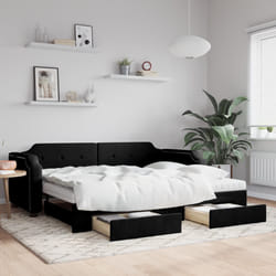 Divano Letto Estraibile con Cassetti Nero 90x200 cm in Tessutocod mxl 106660
