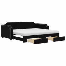 Divano Letto Estraibile con Cassetti Nero 90x200 cm in Tessutocod mxl 106660 - Vista aggiuntiva 2