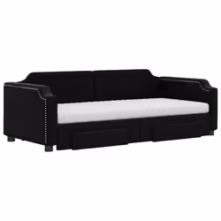 Divano Letto Estraibile con Cassetti Nero 90x200 cm in Tessutocod mxl 106660 - Vista aggiuntiva 3