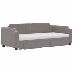 vidaXL Divano Letto Estraibile con Cassetti Tortora 100x200 cm Tessuto - Vista aggiuntiva 3