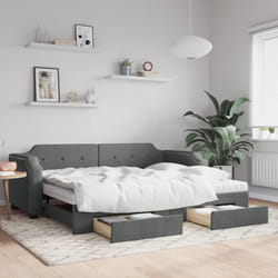Divano Letto Estraibile Cassetti Grigio Scuro 90x190cm Tessutocod mxl 106657