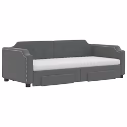Divano Letto Estraibile Cassetti Grigio Scuro 90x190cm Tessutocod mxl 106657 - Vista aggiuntiva 3
