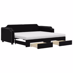 Divano Letto Estraibile con Cassetti Nero 90x190 cm in Tessutocod mxl 82731 - Vista aggiuntiva 2