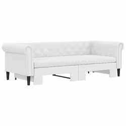 vidaXL Divano Letto Estraibile e Materassi Bianco 90x200 cm Similpelle - Vista aggiuntiva 3
