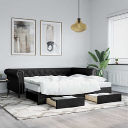Vidaxl - Divano Letto Estraibile con Cassetti Nero 90x200 cm Similpelle