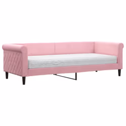 vidaXL Divano Letto con Materasso Rosa 80x200 cm in Velluto - Vista aggiuntiva 2