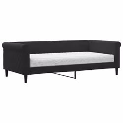 VidaXL 3197762, Divano letto, Nero, Schiuma, Metallo, Poliestere, Legno, 2190 mm, 1000 mm