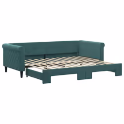 vidaXL Divano Letto con Letto Estraibile Verde Scuro 90x200cm Velluto - Vista aggiuntiva 2