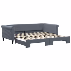 vidaXL Divano Letto con Letto Estraibile Grigio Scuro 100x200 Velluto - Vista aggiuntiva 2