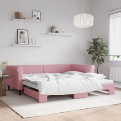 Divano Letto con Letto Estraibile Rosa 100x200 cm in Velluto Vidaxl 42674