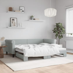 Divano Letto con Letto Estraibile Grigio Chiaro 90x190 Vellutocod mxl 130599