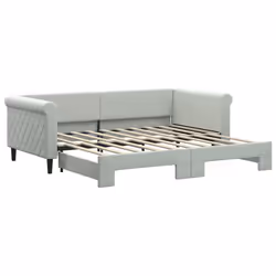 Divano Letto con Letto Estraibile Grigio Chiaro 90x190 Vellutocod mxl 130599 - Vista aggiuntiva 2