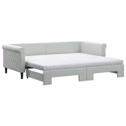 VidaXL 3197788, Divano letto, Grigio, Schiuma, Metallo, Poliestere, Legno, 2290 mm, 900 mm