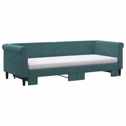 vidaXL Divano Letto Estraibile Materassi Verde Scuro 80x200 Velluto - Vista aggiuntiva 3