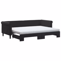 Divano Letto Estraibile con Materassi Nero 80x200 cm Vellutocod mxl 130616 - Vista aggiuntiva 2