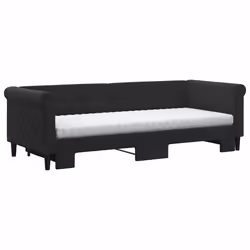 Divano Letto Estraibile con Materassi Nero 80x200 cm Vellutocod mxl 130616 - Vista aggiuntiva 3