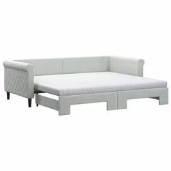 VidaXL 3197795, Divano letto, Grigio, Schiuma, Metallo, Poliestere, Legno, 2290 mm, 1000 mm