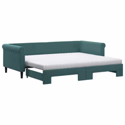 vidaXL Divano Letto Estraibile Materassi Verde Scuro 90x200 Velluto - Vista aggiuntiva 2