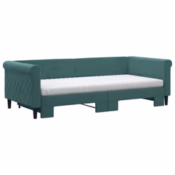vidaXL Divano Letto Estraibile Materassi Verde Scuro 90x200 Velluto - Vista aggiuntiva 3