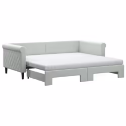vidaXL Divano Letto Estraibile Materassi Grigio Chiaro 90x190 Velluto - Vista aggiuntiva 2