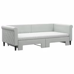 vidaXL Divano Letto Estraibile Materassi Grigio Chiaro 90x190 Velluto - Vista aggiuntiva 3