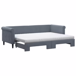 VidaXL 3197809, Divano letto, Grigio, Schiuma, Metallo, Poliestere, Legno, 2190 mm, 1000 mm