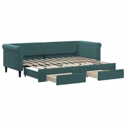 vidaXL Divano Letto Estraibile Cassetti Verde Scuro 80x200cm Velluto - Vista aggiuntiva 2