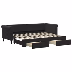 Divano Letto Estraibile con Cassetti Nero 80x200 cm in Vellutocod mxl 130623 - Vista aggiuntiva 2