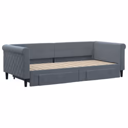 vidaXL Divano Letto Estraibile Cassetti Grigio Scuro 90x200cm Velluto - Vista aggiuntiva 3
