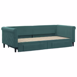 vidaXL Divano Letto Estraibile Cassetti Verde Scuro 90x200cm Velluto - Vista aggiuntiva 3