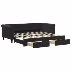vidaXL Divano Letto Estraibile con Cassetti Nero 90x190 cm in Velluto - Vista aggiuntiva 2