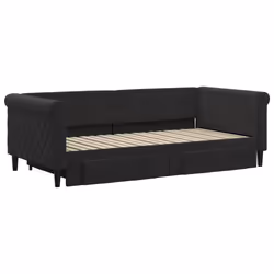 vidaXL Divano Letto Estraibile con Cassetti Nero 90x190 cm in Velluto - Vista aggiuntiva 3