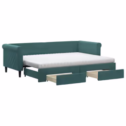 vidaXL Divano Letto Estraibile Cassetti Verde Scuro 80x200cm Velluto - Vista aggiuntiva 2
