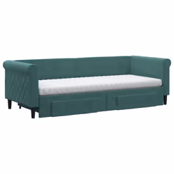 vidaXL Divano Letto Estraibile Cassetti Verde Scuro 80x200cm Velluto - Vista aggiuntiva 3