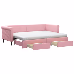 Divano Letto Estraibile con Cassetti Rosa 80x200 cm Vellutocod mxl 106698 - Vista aggiuntiva 2
